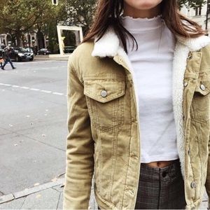 Beige corduroy jacket with fleece lining